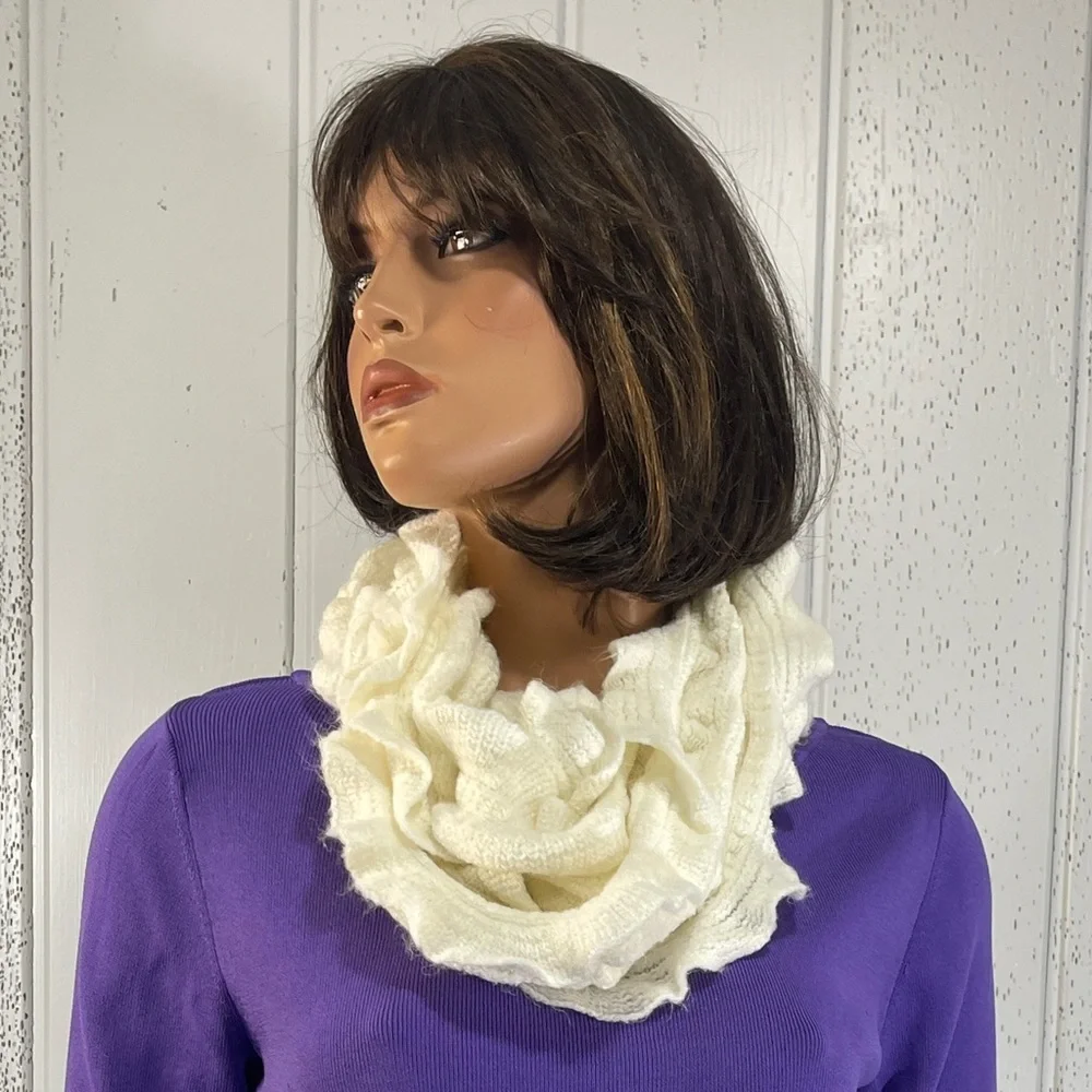 *New York & Company Women's Beige Knitted Infinity Scarf